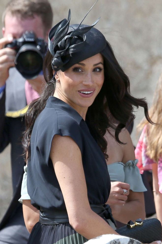 PHOTO: Meghan Markle, Duchess of Sussex attends the wedding of Charlie Van Straubenzee and Daisy Jenkins in Surrey, England, Aug. 4, 2018.