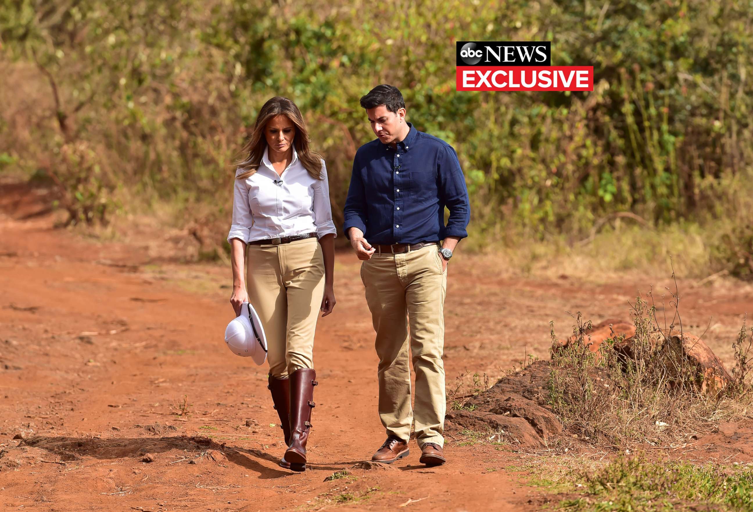 PHOTO: First lady Melania Trump gives an interview to ABC News' Tom Llamas.