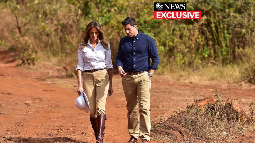 PHOTO: First lady Melania Trump gives an interview to ABC News' Tom Llamas.