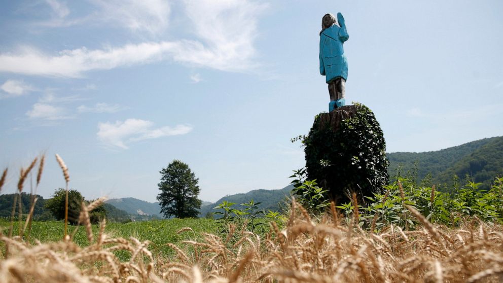 Slovenians debate chainsaw-carved statue of Melania Trump in her hometown