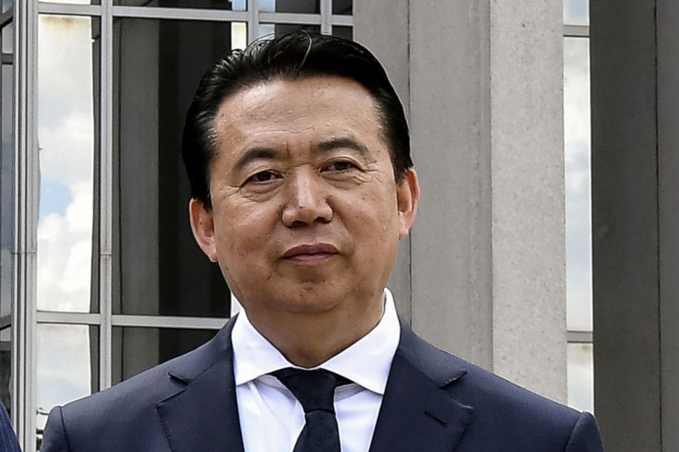 PHOTO: Interpol President Meng Hongwei poses during a visit to the headquarters of International Police Organisation in Lyon, France, May 8, 2018.