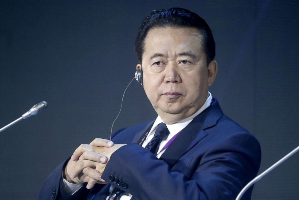 PHOTO: Interpol President Meng Hongwei is pictured at an International Cybersecurity Congress in Moscow, July 6, 2018.