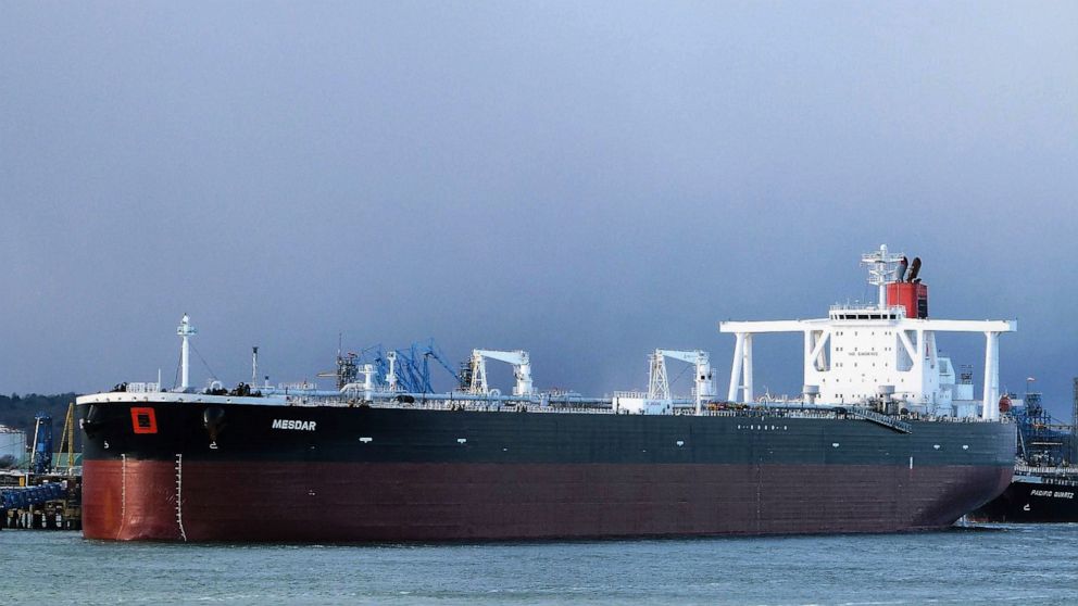 PHOTO: In this May 2, 2013 photo the Liberian-flagged oil tanker Mesdar is seen at an unknown location. 