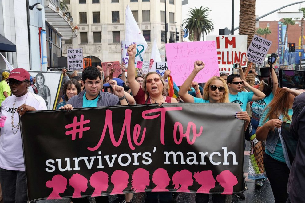 PHOTO: Activists participate in the Take Back The Workplace March and #MeToo Survivors March & Rally, Nov. 12, 2017, in Hollywood, Calif.  