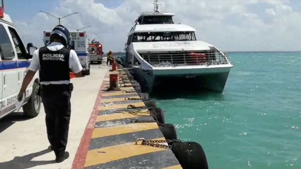 PHOTO: Emergency crews attend to the scene of an explosion at Playa del Carmen, Quintana Roo, Mexico, Feb. 21, 2018, in this still image obtained from social media video.