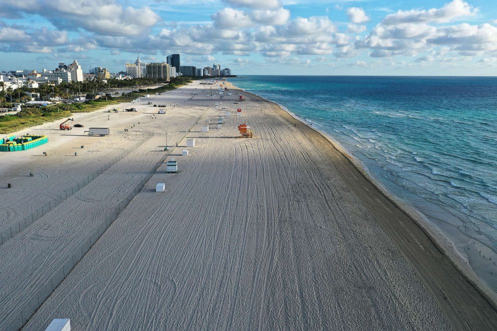 PHOTO: An area of South Beach that the city closed in an effort to prevent the spread of the coronavirus on March 16, 2020 in Miami Beach, Fla.