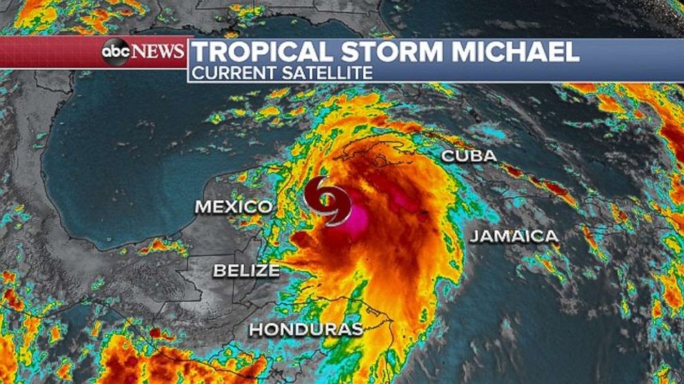 PHOTO: Tropical Storm Michael is moving into the Gulf of Mexico on Sunday evening.