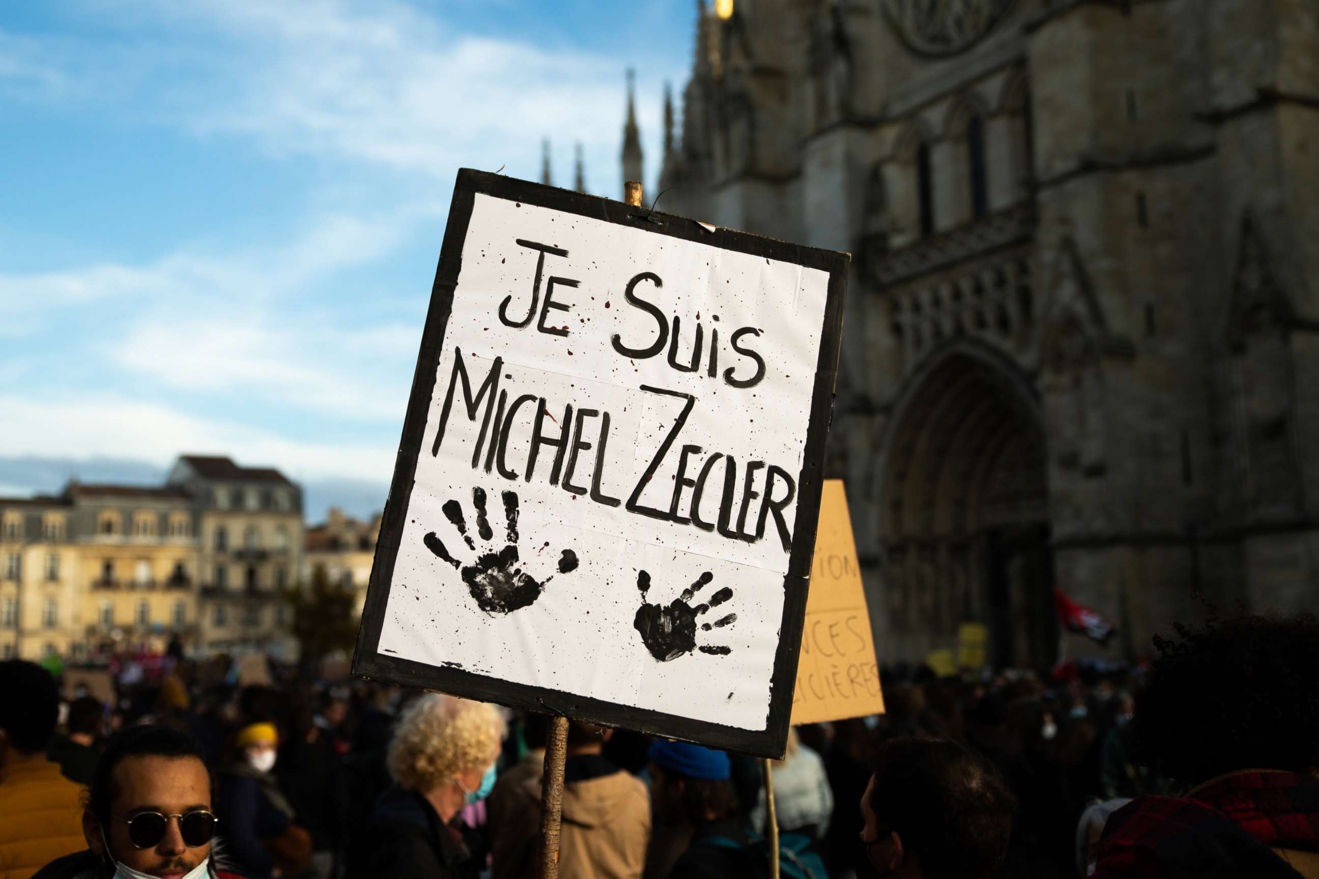 PHOTO: People take part in a demonstration against the controversial Global Security Law, in Bordeaux, France, on Nov. 28, 2020.