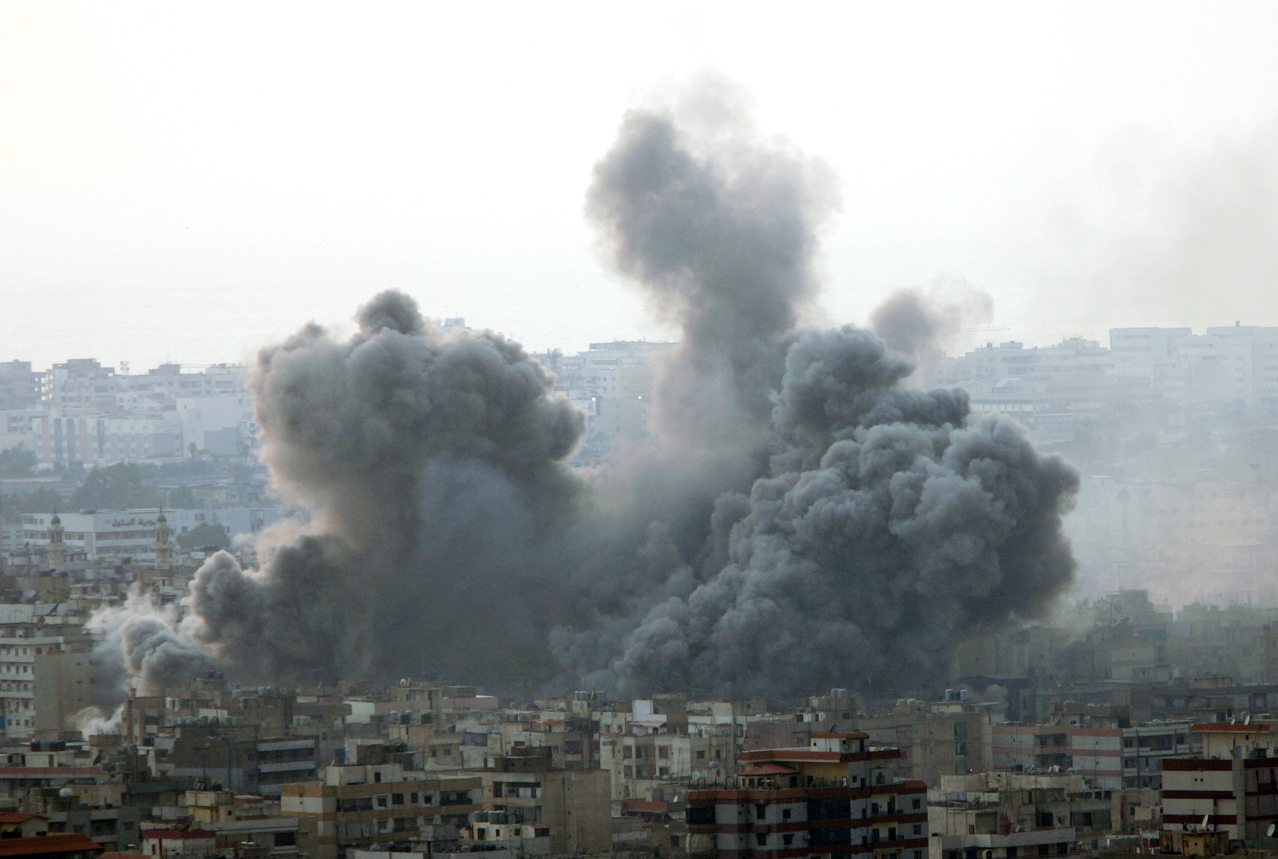 PHOTO: An Israeli air strike hits the center of the southern suburbs of Beirut, Lebanon,July 15, 2006, as Israeli war planes repeatedly blasted the residential area which is a Hezbollah stronghold throughout the day. 