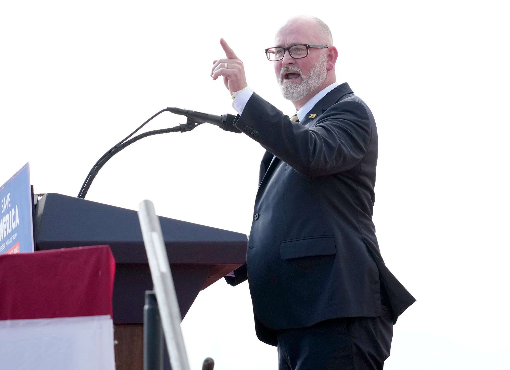 PHOTO: Congressional candidate Derrick Van Orden speaks during a campaign rally in Waukesha, Wisc., Aug. 5, 2022.