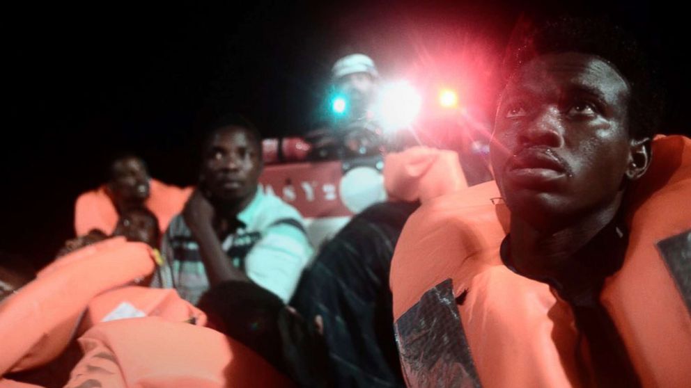 PHOTO: Migrants aboard SOS Mediterranee's Aquarius ship after being rescued in the Mediterranean Sea, in a photo released by by French NGO "SOS Mediterranee."