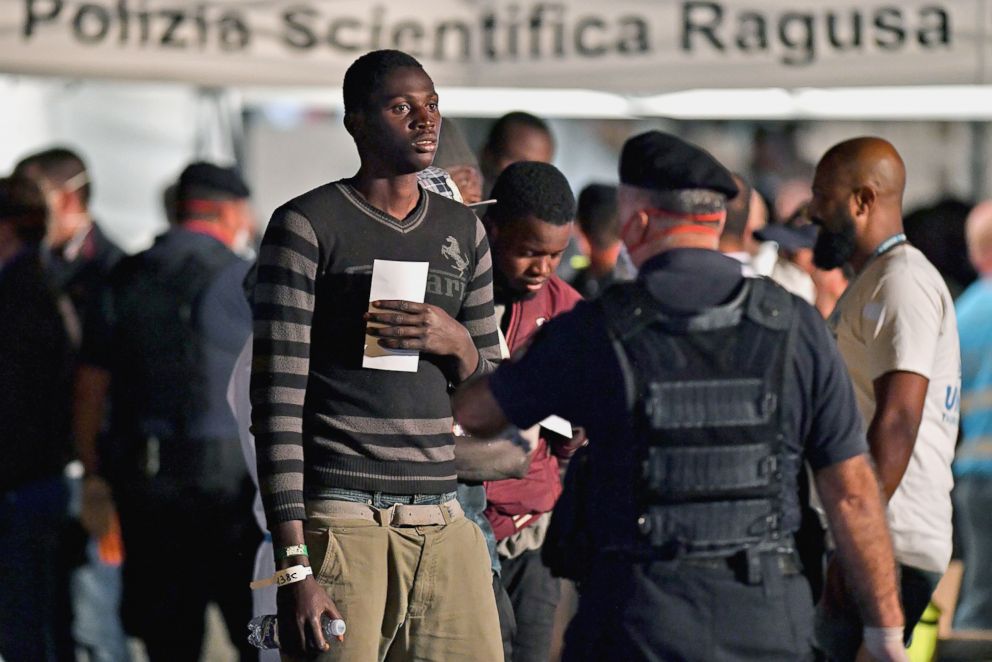 PHOTO: A migrant is pictured after disembarking from the Italian Coast Guard vessel "Diciotti" at the port of Pozzallo, Sicily, June 19, 2018, following a rescue operation of migrants and refugees at sea.