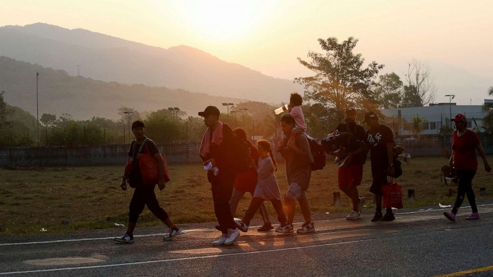 PHOTO: Migrants, detained for months in southern Mexico, continue their trip in a caravan heading for Mexico City to speed up their applications for U.S. asylum, in Huixtla, in Chiapas state, Mexico, April 26, 2023.