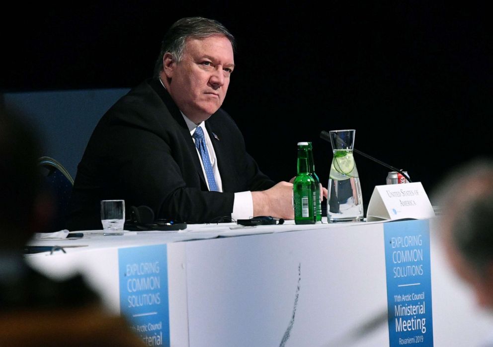 PHOTO: Secretary of State Mike Pompeo takes part in the 11th Ministerial Meeting of the Arctic Council in Rovaniemi, Finland, May 7, 2019. 