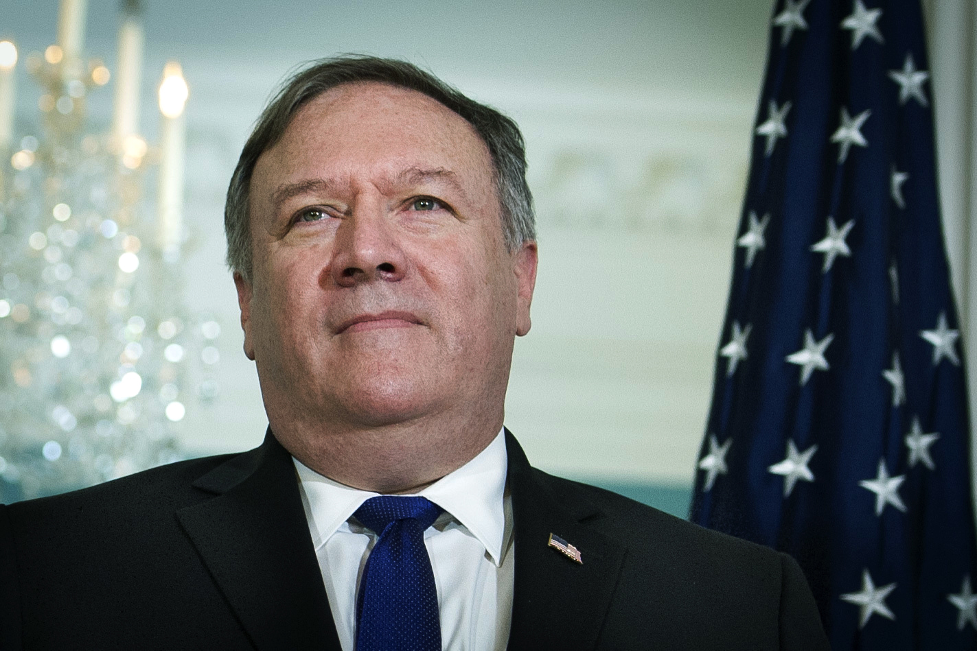 PHOTO: In this Oct. 2, 2018 photo, Secretary of State Mike Pompeo meets Pakistani Foreign Minister Makhdoom Shah Mahmood Qureshi at the State Department in Washington.