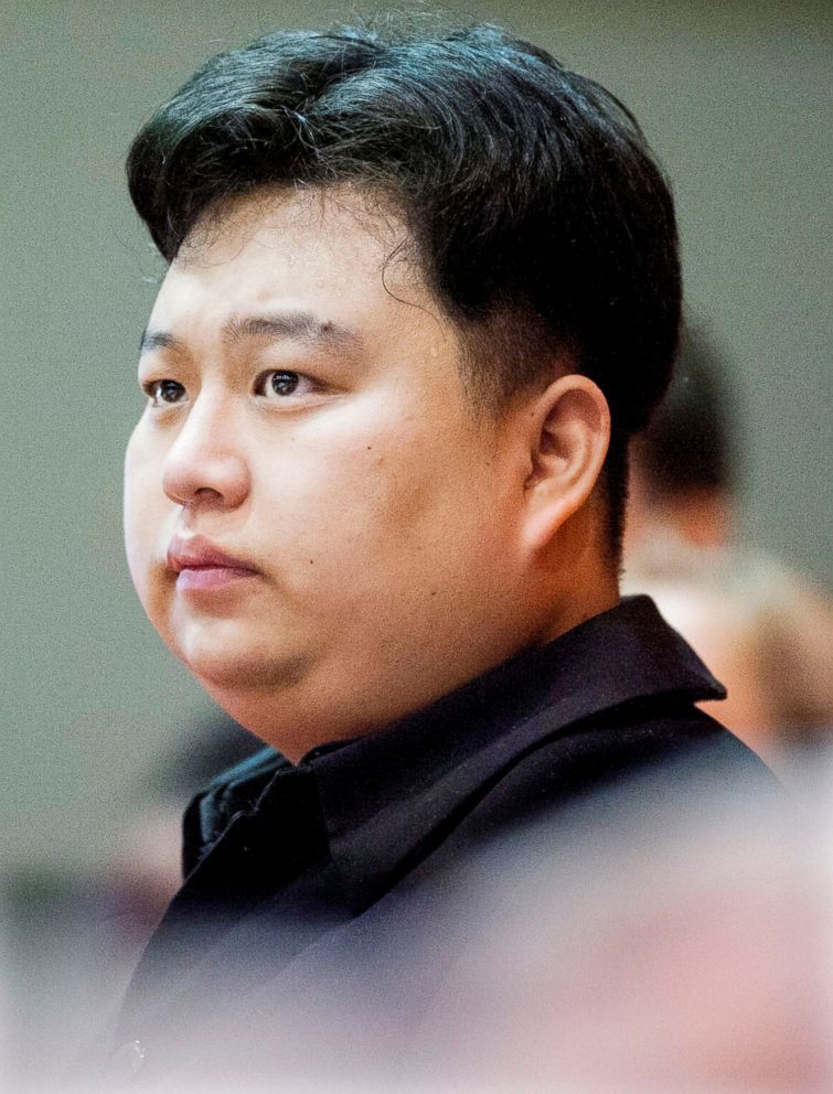 PHOTO:Minyong Kim of South Korea has parlayed his resemblance to North Korea's Kim Jong Un into a part-time hobby, part-time acting career, sits with the Spike Squad during an State volleyball match in Champaign, Ill., in this Oct. 9, 2015 file photo.