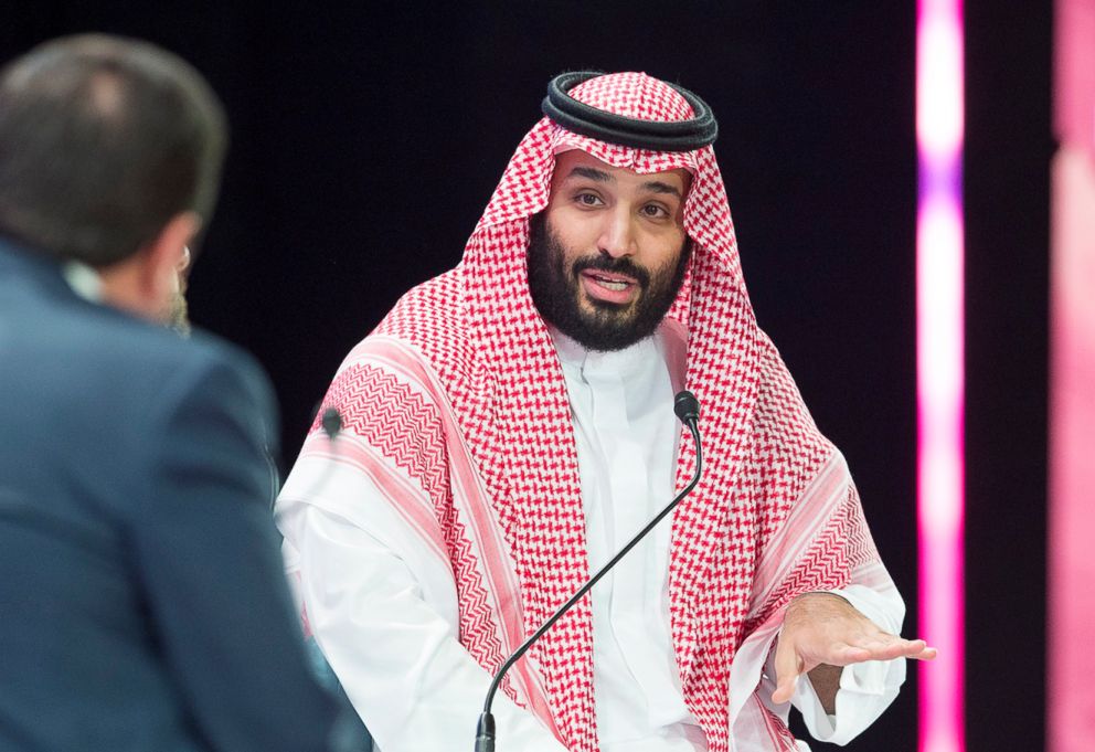 PHOTO: An image provided by the Saudi Royal Palace on October 24, 2018 shows Saudi Crown Prince Mohammed bin Salman speaking at a joint session of the Future Investment Initiative (FII) conference in the capital, Riyadh .