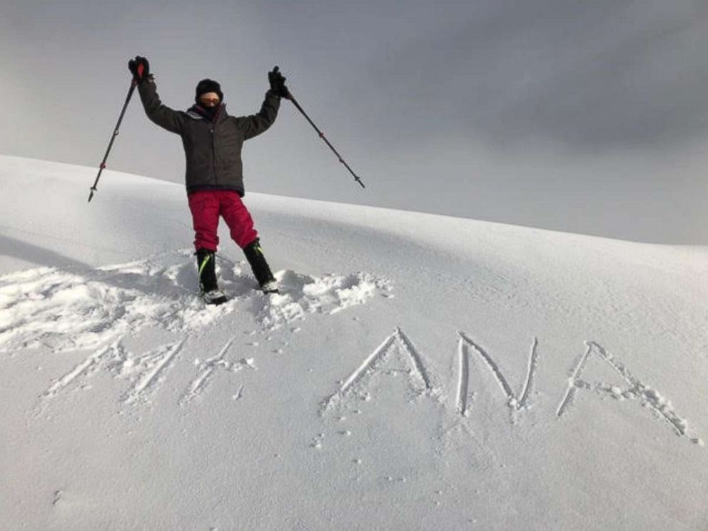 PHOTO: Montannah: Montannah Kenney, 7, of Austin, writes in the snow atop Mount Kilimanjaro.