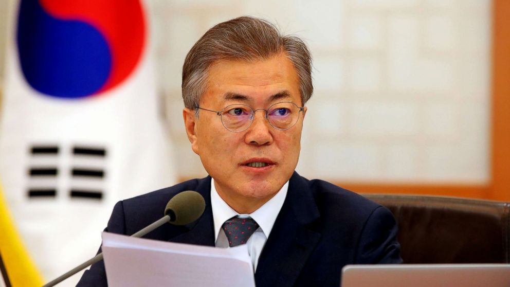 South Korean President Moon Jae-in speaks during a Cabinet meeting at the presidential office Cheong Wa Dae in Seoul, South Korea, March 20, 2018.
