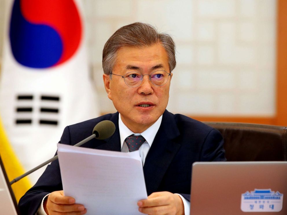 PHOTO: South Korean President Moon Jae-in speaks during a Cabinet meeting at the presidential office Cheong Wa Dae in Seoul, South Korea, March 20, 2018.