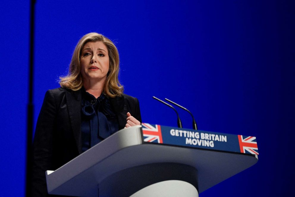 FILE PHOTO: Britain's Leader of the House of Commons, Penny Mordaunt, speaks on stage during the Conservative Party's annual conference in Birmingham, Britain October 2, 2022. 