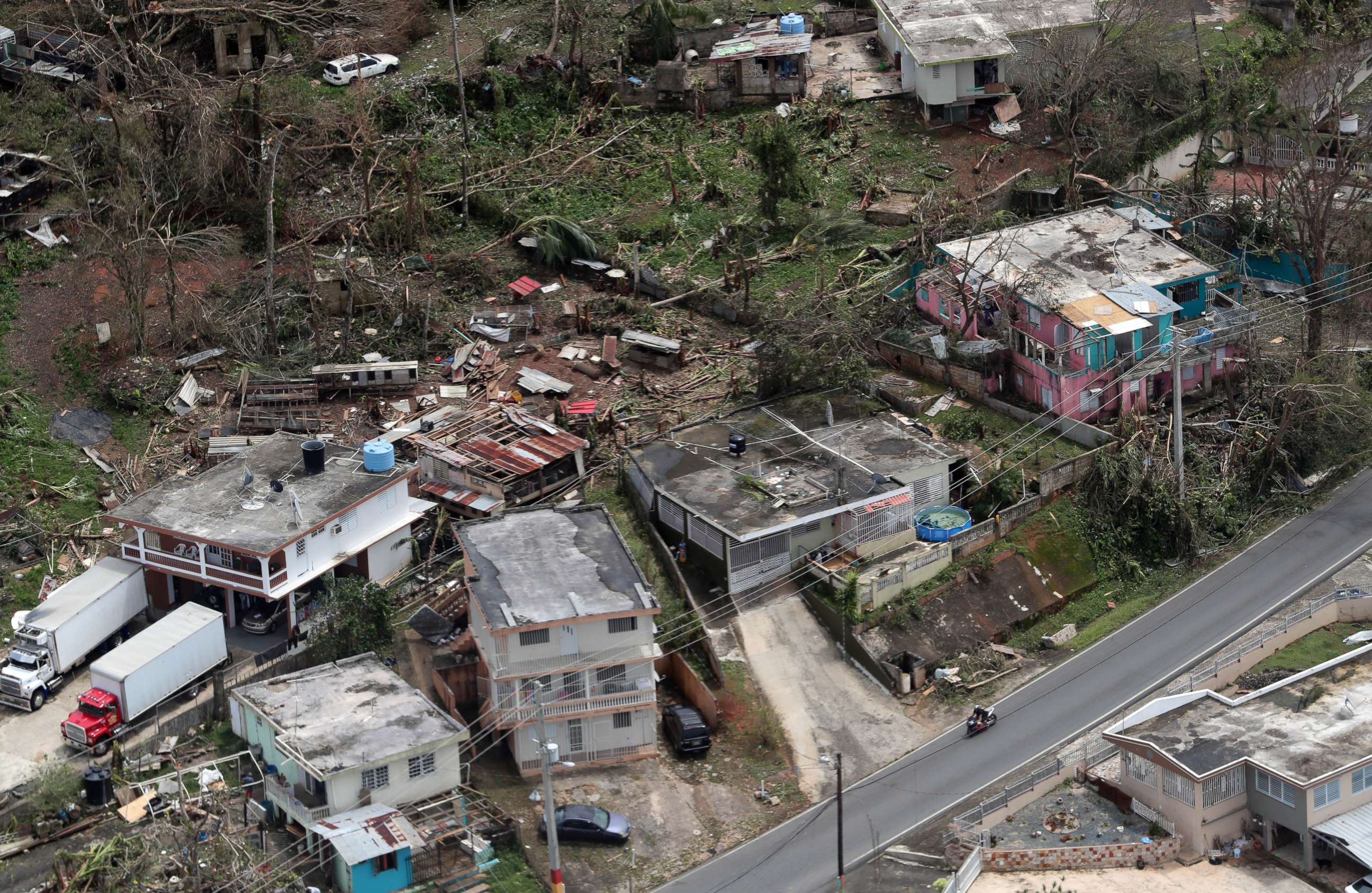 PHOTO: In this file photo, an aerial image showing the damage done to the Morovis area of Puerto Rico three days after hurricane Maria passed through the island on Sept. 20, 2017.