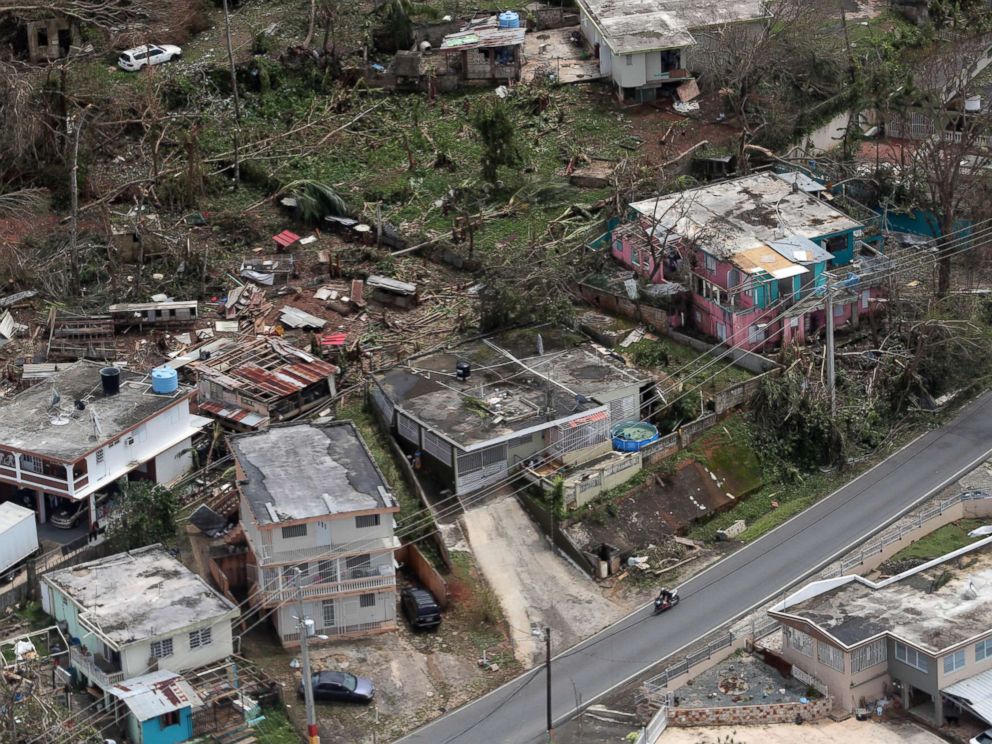 PHOTO: In this file photo, an aerial image showing the damage done to the Morovis area of Puerto Rico three days after hurricane Maria passed through the island on Sept. 20, 2017.