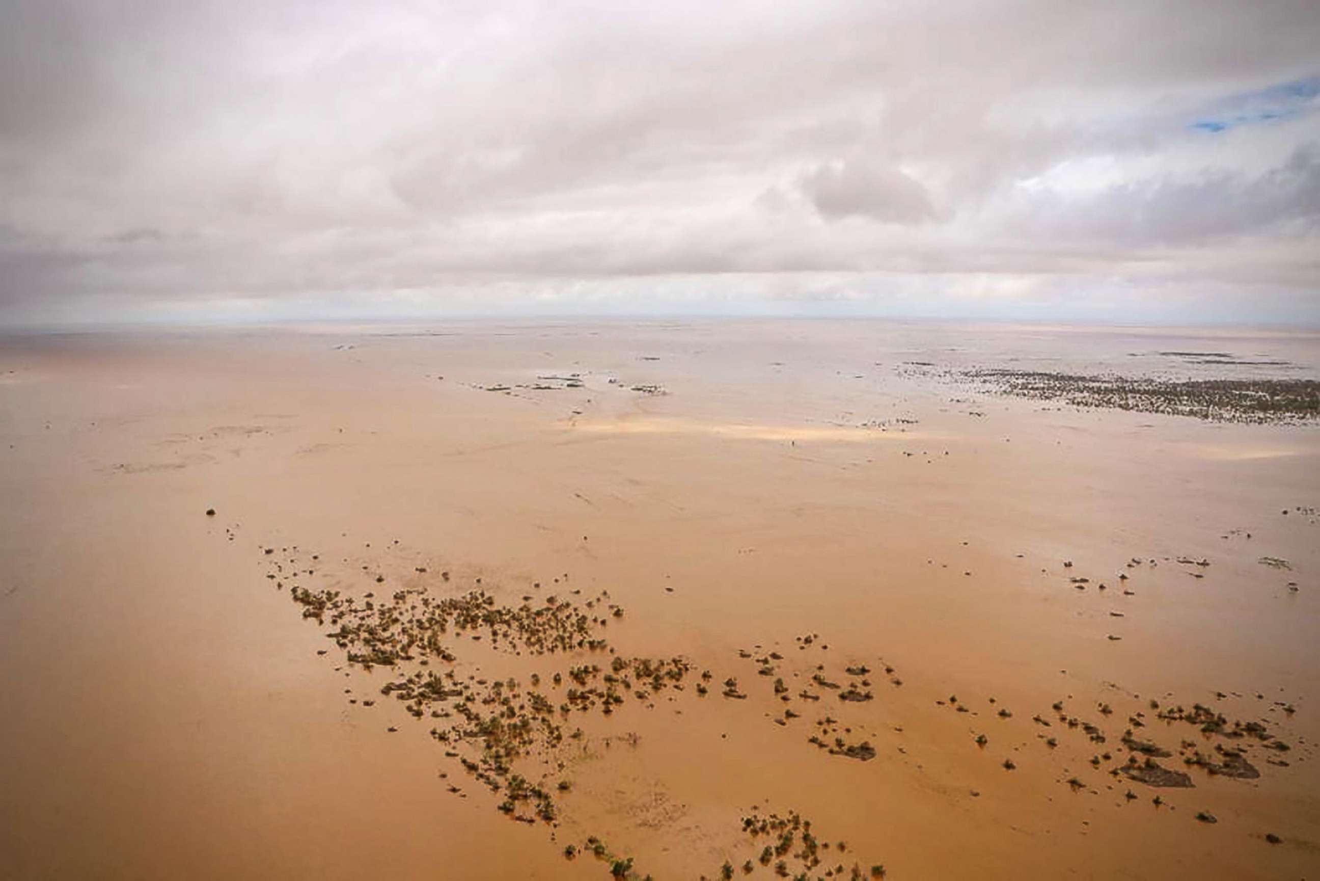PHOTO: An aerial view shows the flooded plane surrounding Beira, central Mozambique, March 20, 2019, after the passage of cyclone Idai.