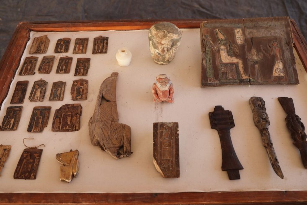 PHOTO: Egypt unveiled on Saturday what it described as "one of a kind" discovery of a cache containing hundreds of statues and mummified animals.