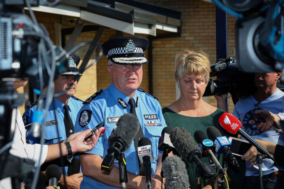 PHOTO: Police Commissioner of Western Australia Chris Dawson speaks to the media during a press conference outside Margaret River Police Station in Margaret River, Western Australia, Australia May 12, 2018.