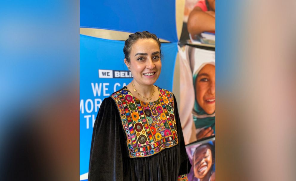 PHOTO: Muzhgan Azizy, a newly arrived Afghan refugee and Senior Program Officer for Afghan Placement and Assistance at Lutheran Immigration and Refugee Service attends ceremony for a newly-launched resettlement office in Alexandria, Va., Dec. 16, 2021.