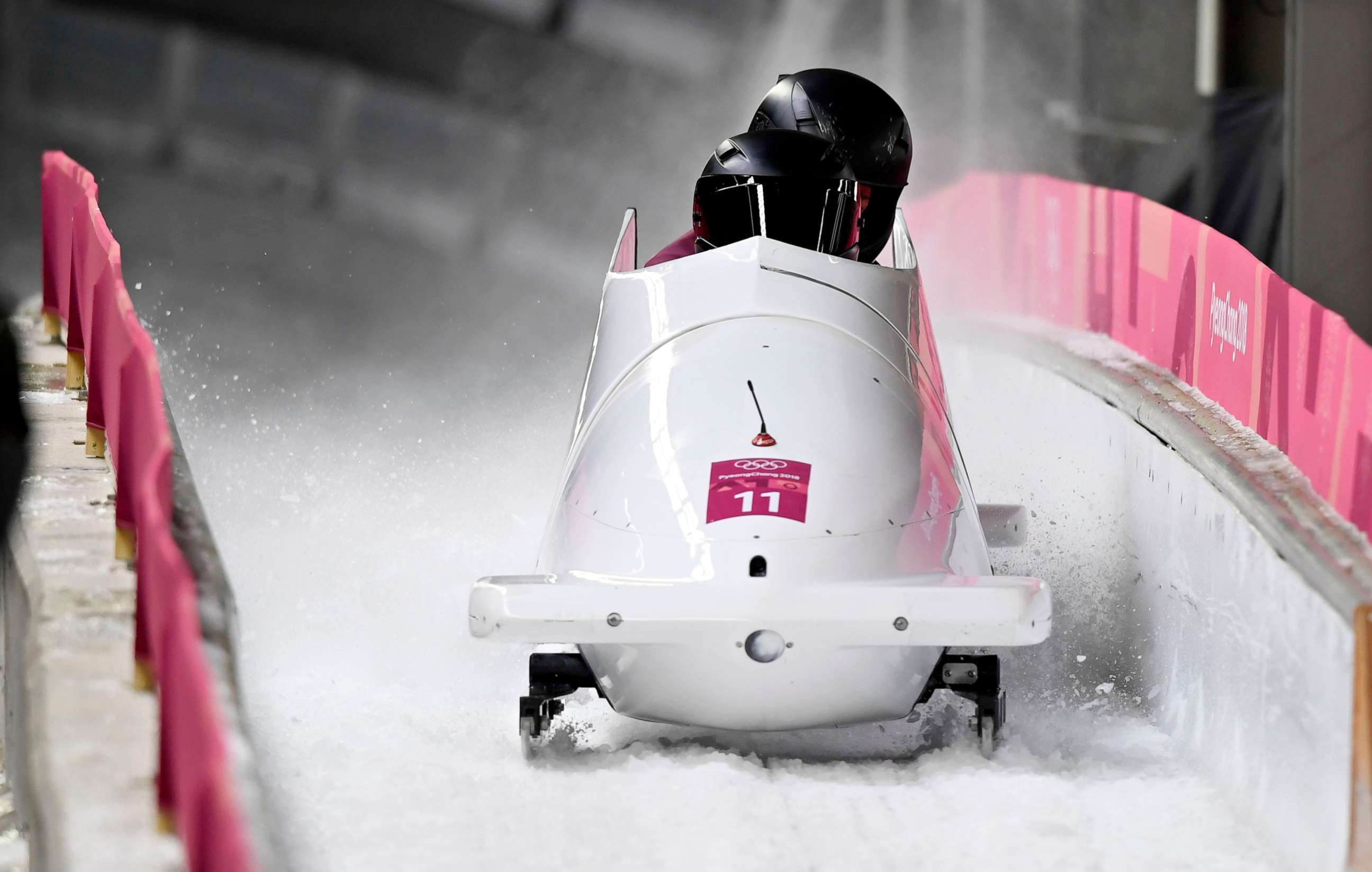PHOTO: Nadezhda Sergeeva (front) and Anastasia Kocherzhova of the Olympic Athlete from Russia in action during the Women's Bobsleigh Heats at the Olympic Sliding Centre during the PyeongChang 2018 Olympic Games, South Korea, Feb. 21, 2018.