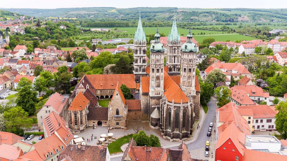 PHOTO: The Naumburg cathedral rises from the centre of the old town, May 4, 2018, Naumburg/Saale, Germany. Originally built in the 13th century, it is one of the region's most important examples of late Romantic architecture.