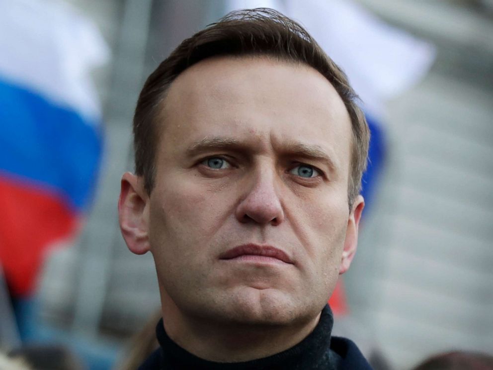 PHOTO: Russian opposition activist Alexei Navalny participates in a march in Moscow, Feb. 29, 2020. Navalny is currently hospitalized, and his doctors have released a statement saying that poison has been found in his system.