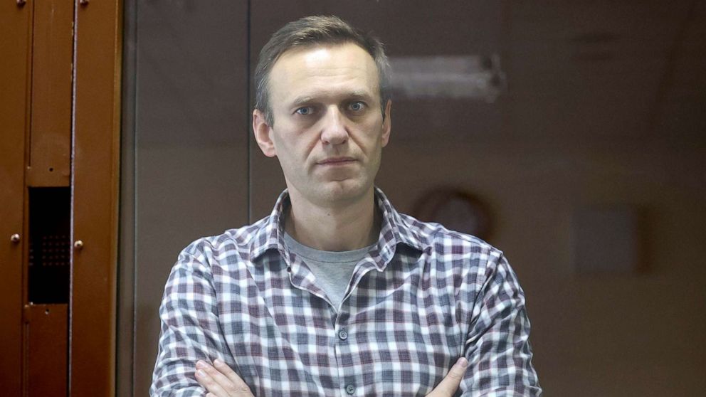 PHOTO: Russian opposition activist Alexei Navalny during an offsite hearing of the Moscow City Court, Feb. 20, 2021, Moscow.
