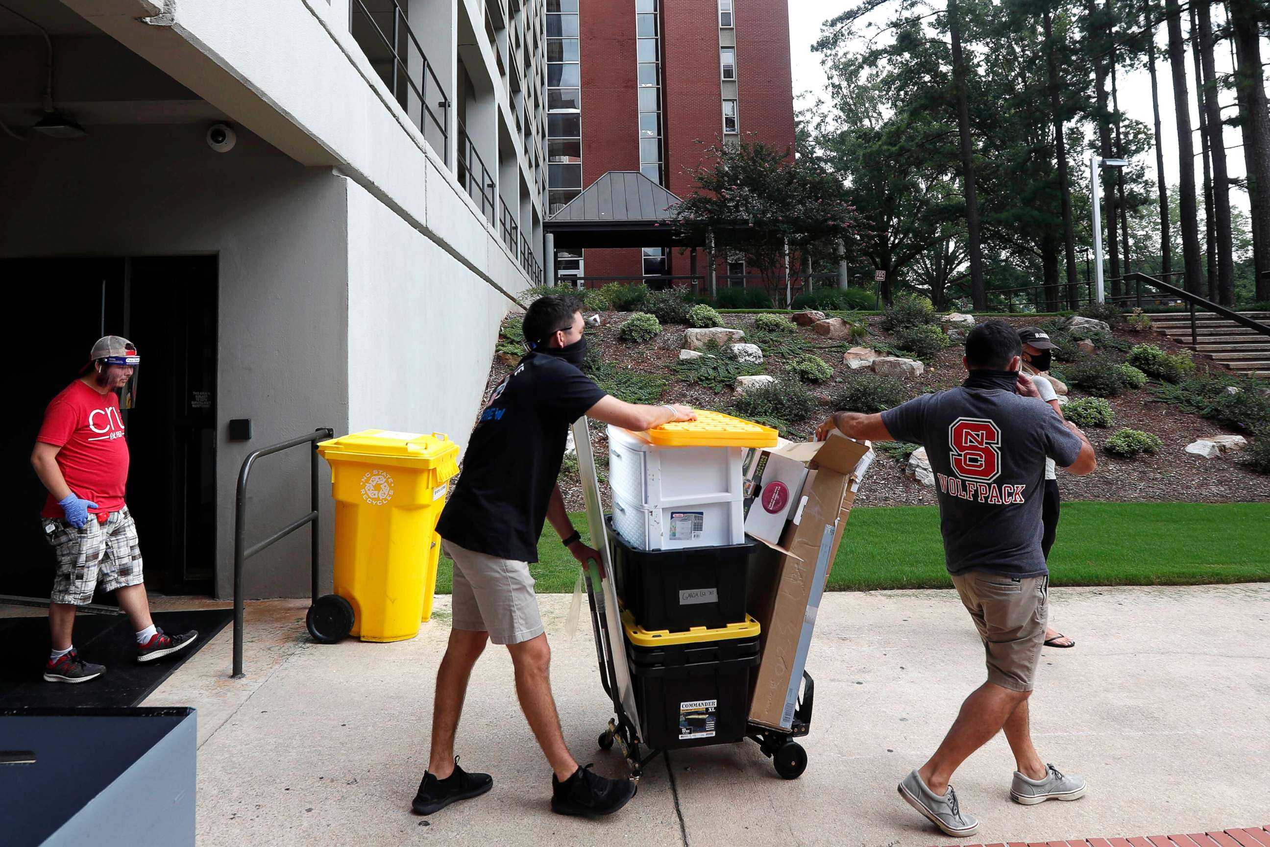 PHOTO: In this July 31, 2020, file photo, college students begin moving in for the fall semester at N.C. State University in Raleigh, N.C.