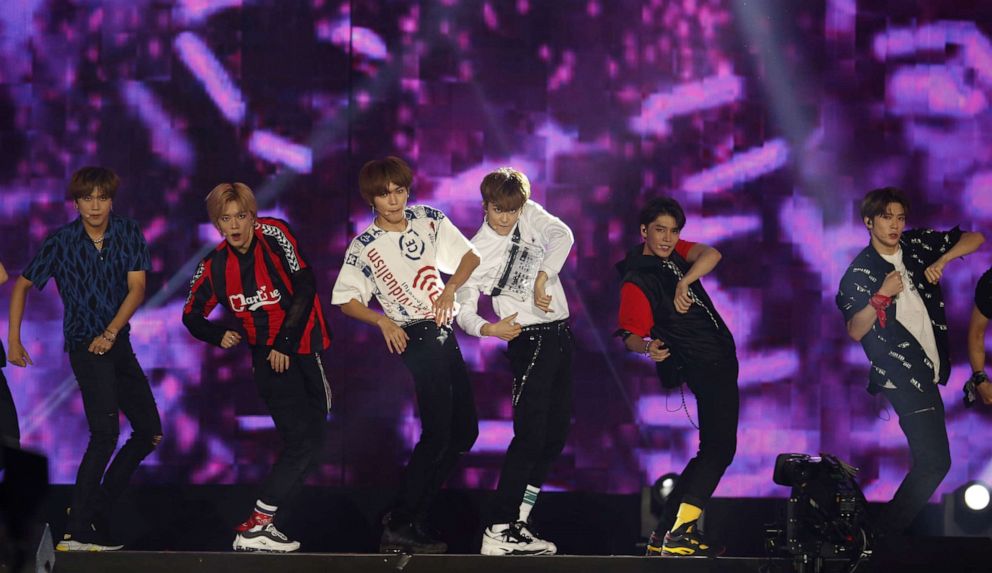 PHOTO: South Korean boy group 'NCT127' perform on stage during the KSTAR-Korea Music Festival at the Gocheok Sky Dome in Seoul, South Korea, Aug. 2, 2018.