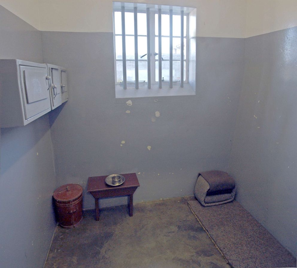 PHOTO: The cell once occupied by Nelson Mandela during his 27-year incarceration as a political prisoner in pictured in June 2005, on Robben Island in South Africa.
