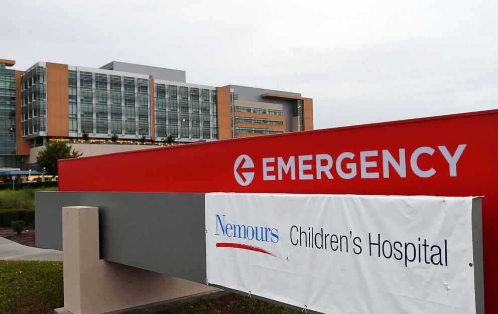PHOTO: The emergency entrance is seen at Nemours Children's Hospital in Orlando, Fla., Aug. 14, 2021.