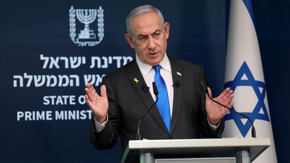 PHOTO: Israeli Prime Minister Benjamin Netanyahu speaks during a press conference for the international media at the Government Press office in Jerusalem, Sept. 4 2024. 