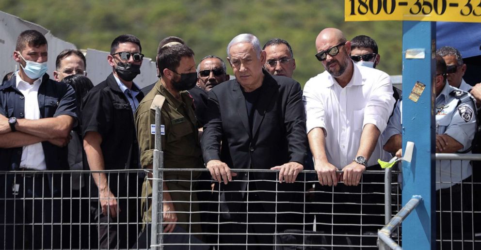 PHOTO: Israeli Prime Minister Benjamin Netanyahu visits Mount Meron, northern Israel, where fatalities were reported among the thousands of ultra-Orthodox Jews gathered for annual commemorations that include all-night prayer and dance, April 30, 2021.