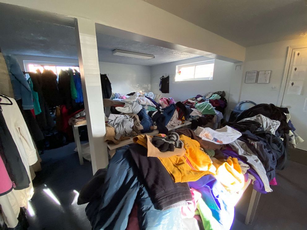 PHOTO: Donations for new refugees from Lutheran Immigration and Refugee Service (LIRS) are housed inside the organization’s newly-launched resettlement office at Peach Lutheran Church in Alexandria, Va., Dec. 16, 2021.