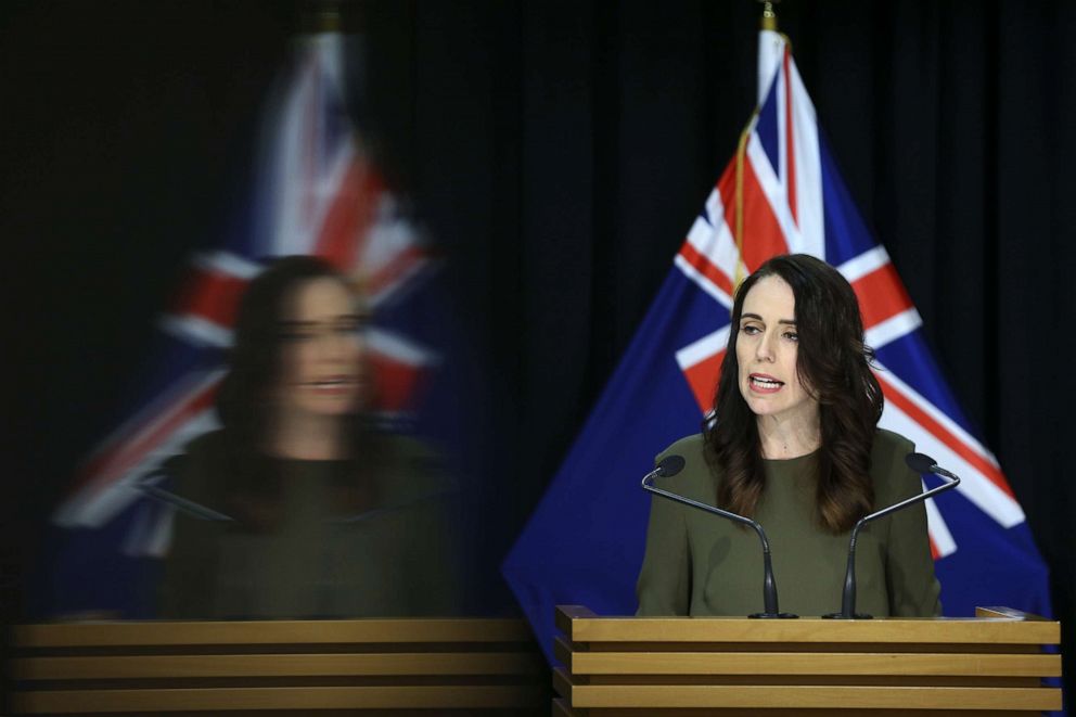 PHOTO: Prime Minister Jacinda Ardern speaks to media during a press conference at Parliament, Aug. 17, 2020, in Wellington, New Zealand.