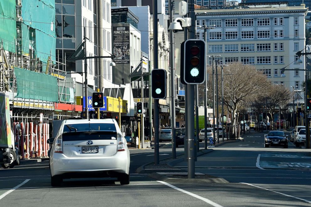 PHOTO: Wellington streets generally quieter under level 2 restrictions, Aug. 15, 2020, in Wellington, New Zealand.