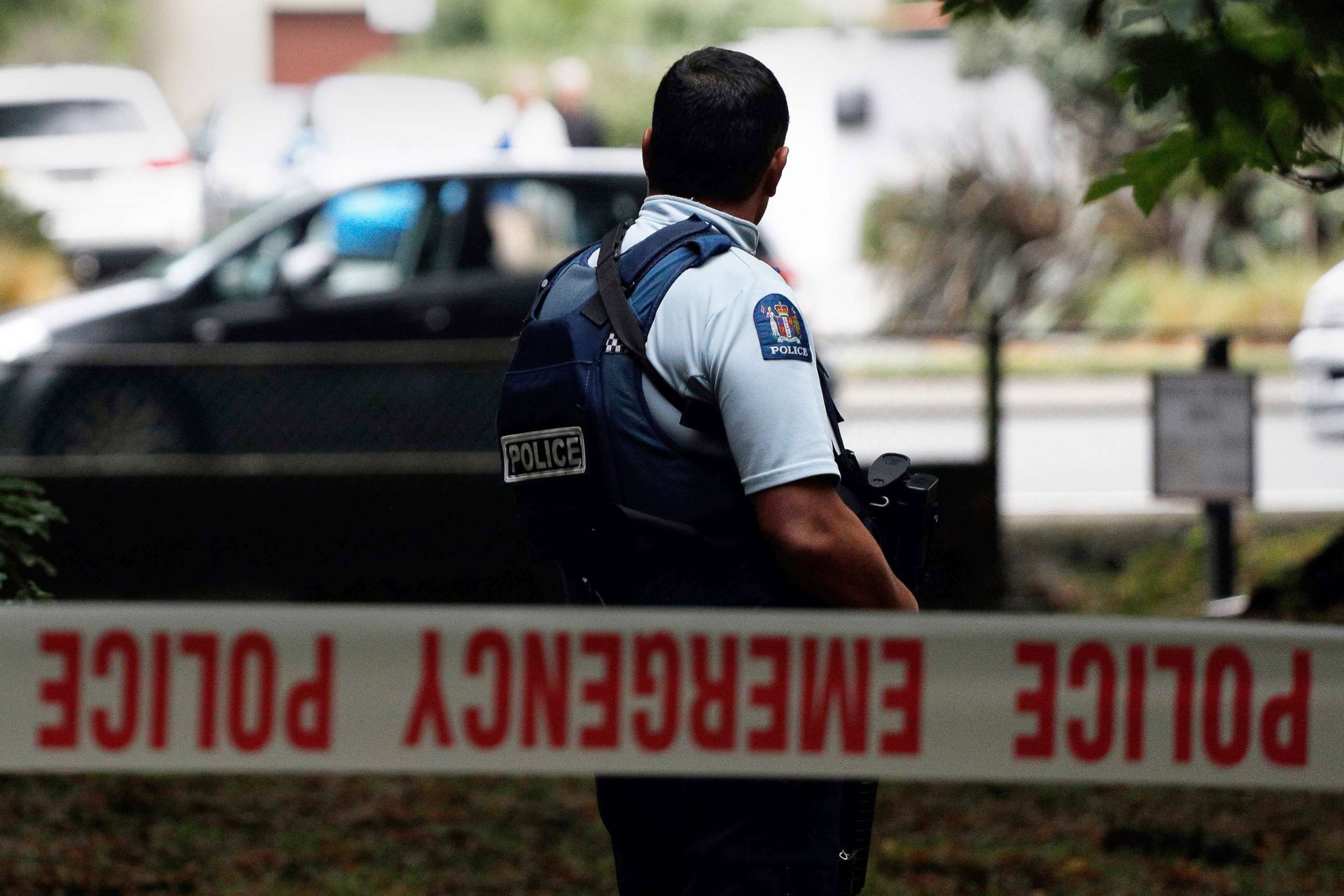 PHOTO: A police officer secures the area in front of the Masjid al Noor mosque after a shooting in Christchurch, New Zealand, March 15, 2019. 