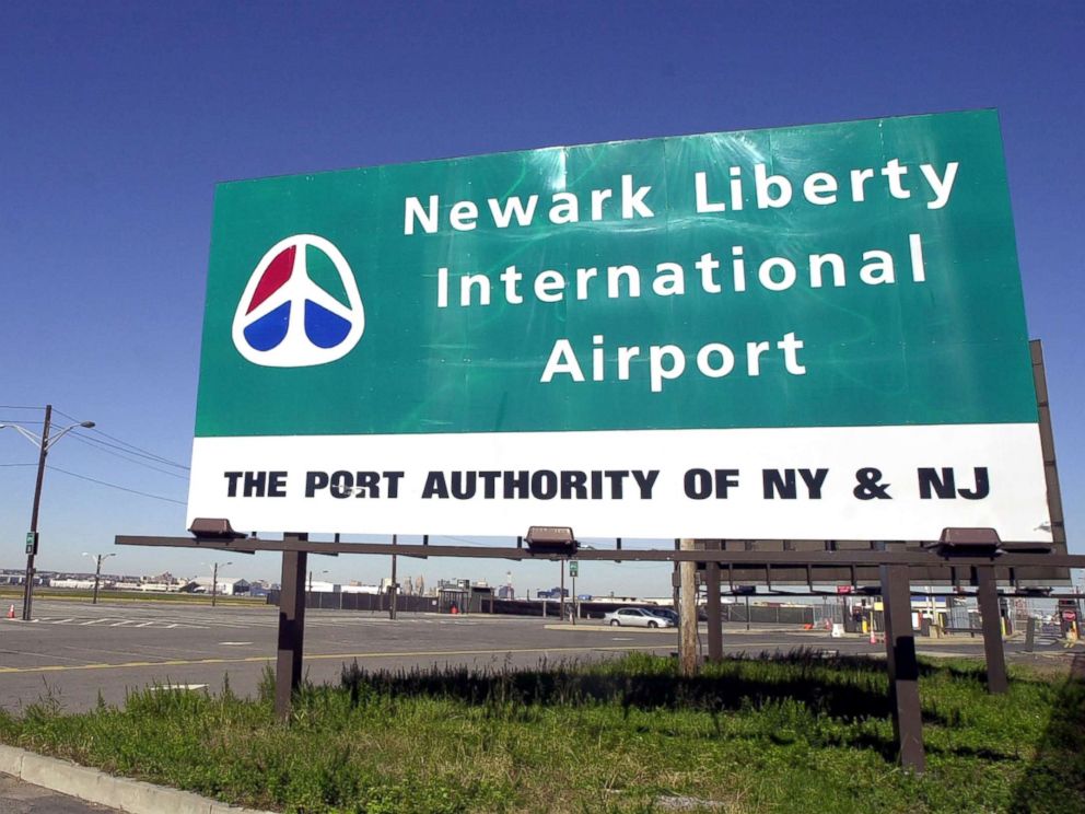 PHOTO: A sign stands close to Newark Liberty International Airport in Newark, N.J., Oct. 31, 2002.