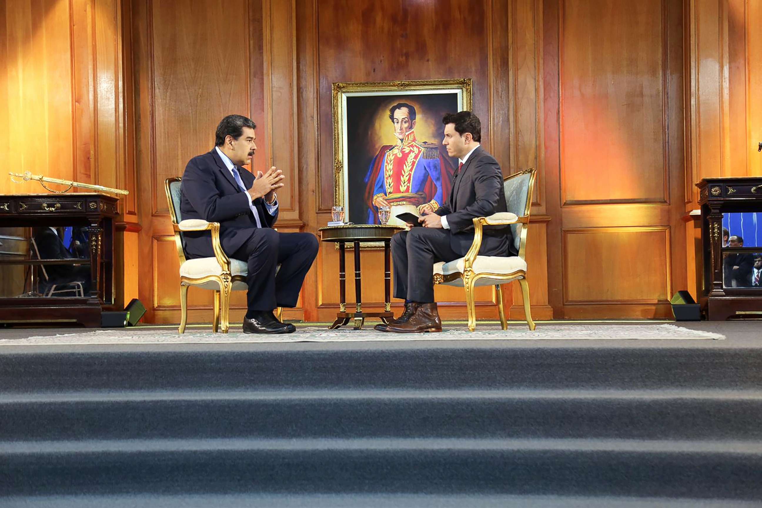 PHOTO: Nicolas Maduro is pictured during an interview with ABC News on Feb. 25, 2019.