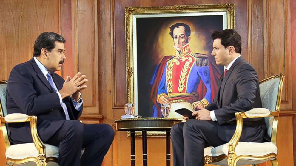 PHOTO: Nicolas Maduro is pictured during an interview with ABC News on Feb. 25, 2019.