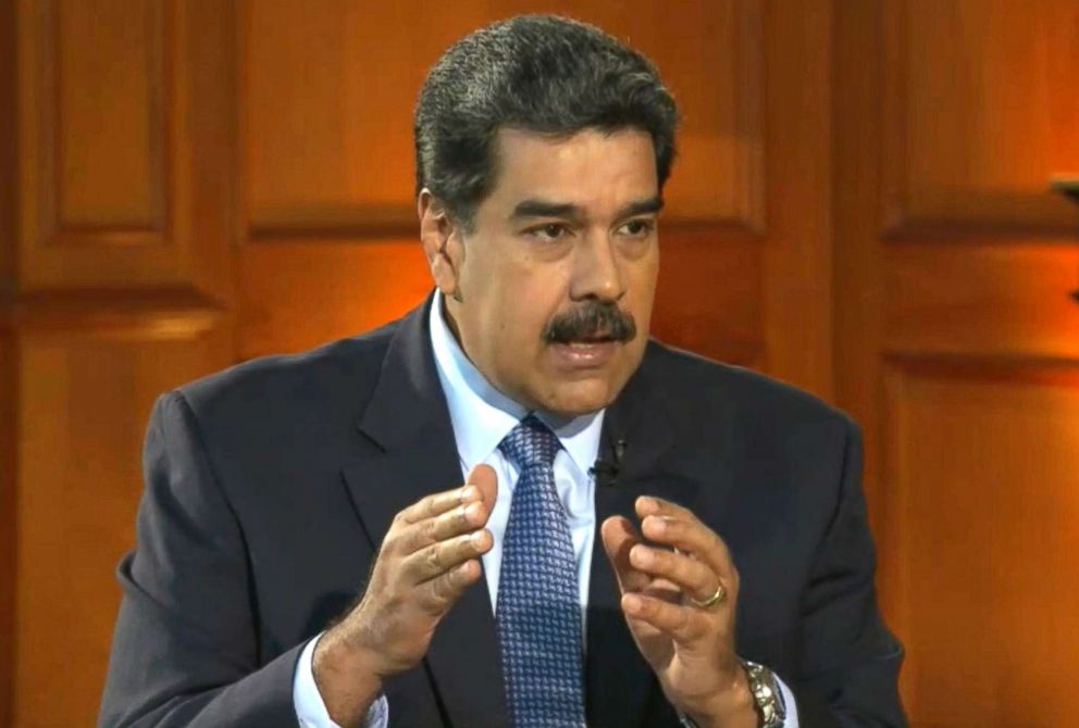PHOTO: Nicolas Maduro is pictured during an interview with ABC News on Feb. 25, 2019, in this image made from video.
