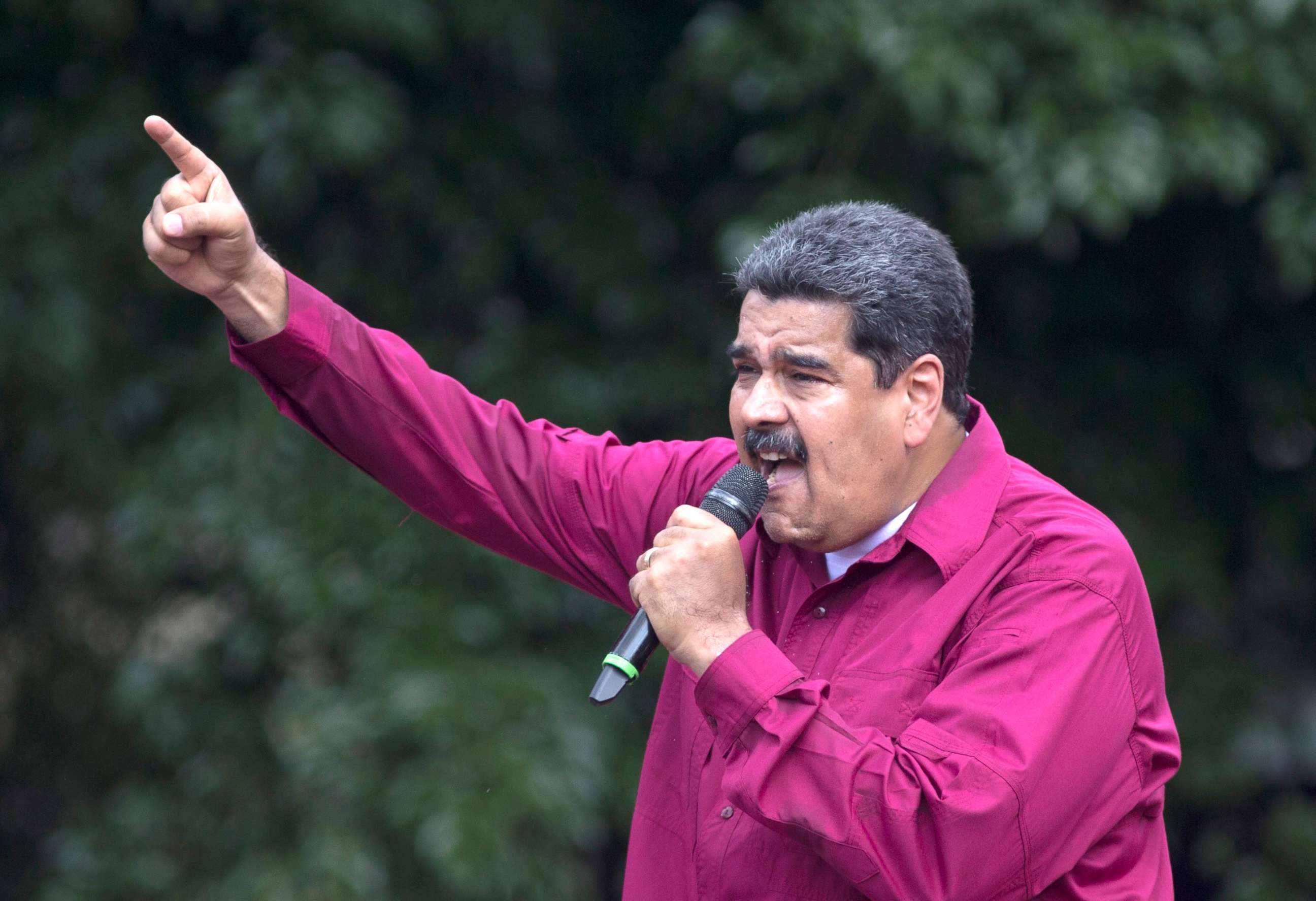 PHOTO: Venezuela's President Nicolas Maduro speaks to supporters during a rally marking May Day in Caracas, Venezuela, May 1, 2018.